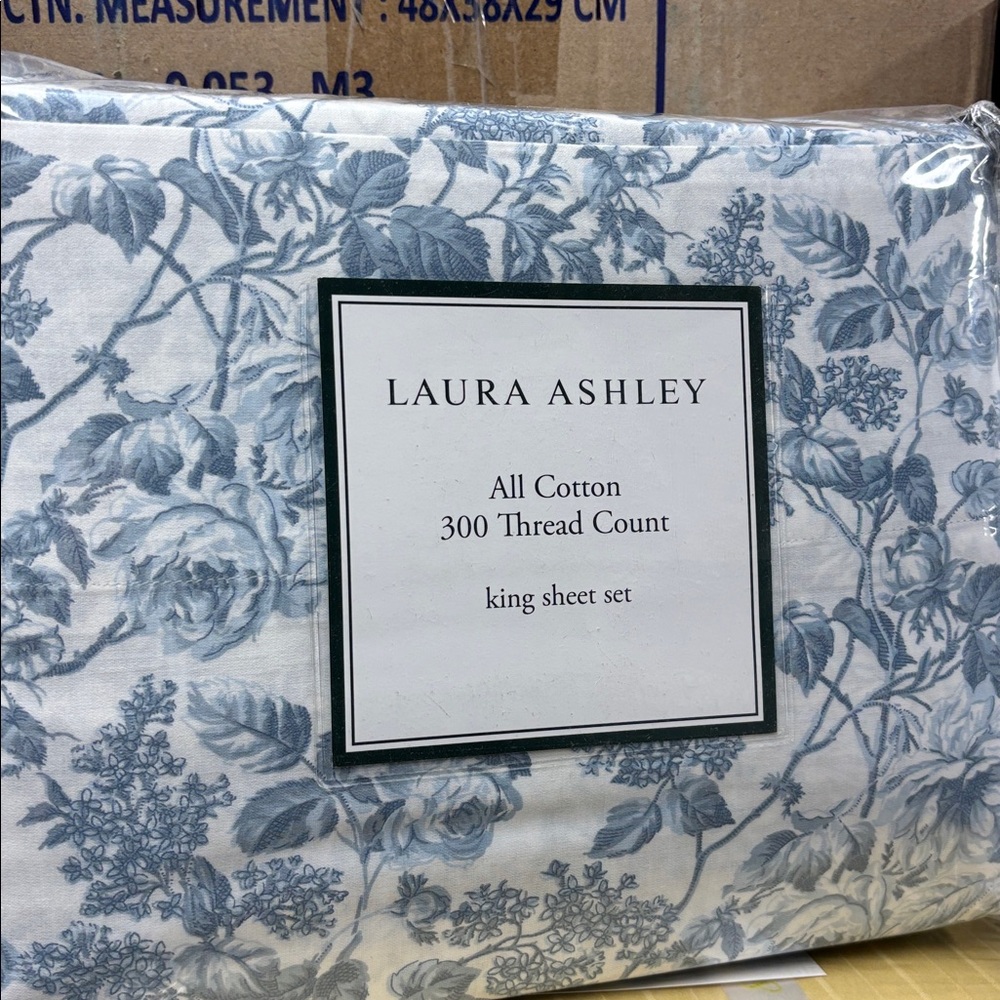 Laura Ashley Blue Floral King Sheet Set - Picture 4 of 4